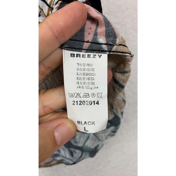 Breezy Men’s Size Large Hawaiian Shirt Short Sleeve Tropical Button Front Casual - Picture 8 of 12